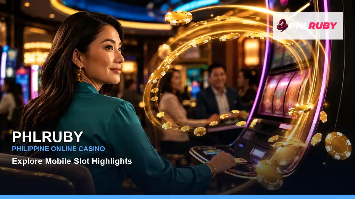 PHLRUBY casino cashback rewards featuring an adult Filipina casino host with a dynamic composition — view 2
