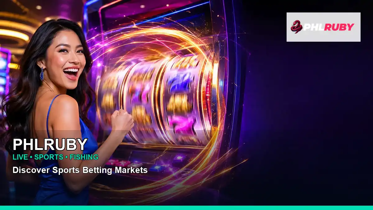 PHLRUBY free spins slot games featuring an adult Filipina casino host with a vivid composition